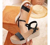 Shein Sandalias de plataforma y cuña de cuerda trenzada para mujer, estilo de vacaciones BOHO chic, retro, de música country americana, para fiestas y festi