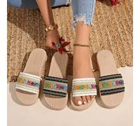 Shein Sandalias de playa para mujer de talla grande, estilo bohemio, ultra ligeras, de EVA con media correa trasera
