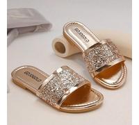 Shein Sandalias de princesa coreanas de estilo extranjero, diseño de suela blanda, nuevas zapatillas de cristal para exteriores de moda para niñas, verano 2