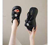 Shein Sandalias de tacón alto con suela gruesa, elegantes zapatos de playa con cuña y efecto galleta.