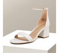 Shein Sandalias de tacón bajo para mujer, con puntera abierta y tira en el tobillo | Para otoño, graduación, boda, fiesta y uso diario
