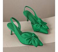 Shein Sandalias de tacón de aguja con punta cerrada estilo francés, nuevos bailarinas de ballet de hadas con punta blanda y sin talón, zapatos slip-on, rega