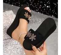 Shein Sandalias de tacón grueso con diseño de estrella y flor engastada con strass para mujer, con buenos adornos