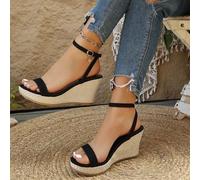 Shein Sandalias de verano para mujer, cómodas y de moda versátiles, con correa de tobillo, estilo de playa y resort, no se cansará incluso después de un uso