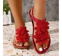 Shein Sandalias elegantes de mujer con decoración floral y punta abierta, estilo cuento de hadas de verano para vacaciones