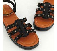 Shein Sandalias negras con correas gruesas y estilizadas para mujer, sandalias de verano