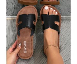 Shein Sandalias negras minimalistas de vanguardia de moda para mujer, adecuadas para combinar con pantalones cortos para citas en la playa de San Valentín,