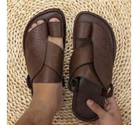 Shein Sandalias planas cómodas de primavera a verano, pantuflas árabes para hombres, sandalias tipo slide de estilo de Oriente Medio para hombres