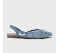 Shein Sandalias planas de ballet de rafia trenzada con tiras traseras verano estilo bohemio