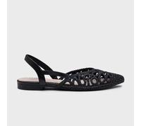 Shein Sandalias planas de ballet de rafia trenzada con tiras traseras verano estilo bohemio