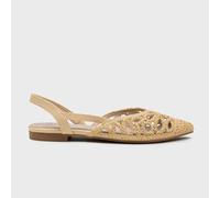 Shein Sandalias planas de ballet de rafia trenzada con tiras traseras verano estilo bohemio
