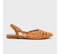 Shein Sandalias planas de ballet de rafia trenzada con tiras traseras verano estilo bohemio