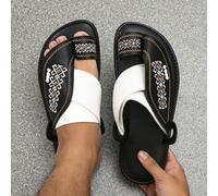 Shein Sandalias planas de hombre para primavera a verano, cómodas zapatillas de estilo árabe, zapatos de color negro y blanco