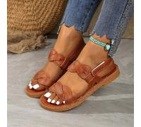 Shein Sandalias planas de verano 2025, nuevas. Diseño con flores, suela gruesa y transpirable, suela antideslizante. Puntera abierta, cómodo masaje. Disponi