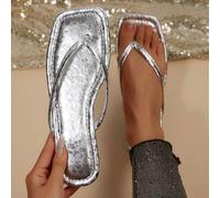 Shein Sandalias tipo tanga con estilo francés para mujeres, con un toque de hada dulce, versátiles, adecuadas para la playa, vacaciones, citas, reuniones, f