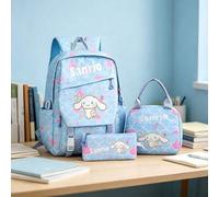 Shein Sanrio Cinnamoroll Juego de 3 Piezas Mochila de Lona Estampado de Escamas Lindo Combo de Bolsa Escolar
