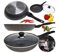 Shein Sartén Stone Tec de 22/24/26/28/30 cm con tapa. Sartén antiadherente Stone & Stone con base de acero para inducción, ideal para chefs profesionales. A