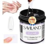 Shein SAVILAND Gel duro transparente de gran capacidad de 100g, Gel de extensión y fortalecimiento de uñas LED UV, Sin necesidad de limpiar, Juego profesion