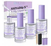 Shein Saviland SSProDip X™ Juego de líquido en polvo para inmersión saludable: 15 ml de líquido para inmersión en uñas, base y capa superior, protección par