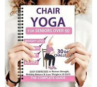 Shein Seguimiento de la práctica de yoga en silla de 30 días - Edición en inglés, Ilustraciones de posturas simples + Registro del plan de comidas, Adecuado
