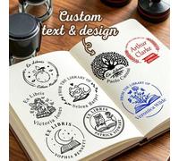 Shein Sello de libro vintage personalizado Ex Libris, sello de nombre personalizado, estilo de icono literario elegante para libros, diarios, regalos de bib