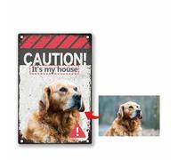Shein Señales de lata para perros, Señal de advertencia de perro personalizada, FOTO, TEXTO Placas de metal DIY para valla exterior, Señales de precaución d