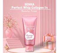 Shein SENKA Perfect Whip Collagen in Beauty Foam Cleanser 120 g: Limpiador facial hidratante y de limpieza profunda con esencia de seda y ácido hialurónico
