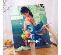 Shein Serie autorizada de la marca Disney Stitch. Un set de pintura digital al óleo de 40*50CM sin marco: Ilumina tu vida creativa y representa un mundo col