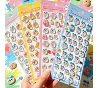 Shein Serie de pegatinas en relieve 3D, pegatinas lindas, libro de pegatinas, pegatinas de caramelos apretables, pegatinas de caramelos de gato y foca "Gook