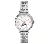 Shein Serie Jacqueline: Reloj de cuarzo con tema de sol y luna, caja de acero inoxidable/superficie de cristal de gema artificial