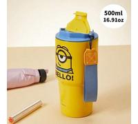Shein Serie Minions Taza portátil con cordón de acero inoxidable de 500 ml / Acero inoxidable 304 con retención de temperatura + Impresión IP linda, ade