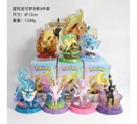 Shein Serie Pokémon, Conjunto de 9 piezas de Eevee de aventura, modelo lindo, figura adorable, caja ciega creativa de muñeca de personaje de Pokémon, decora