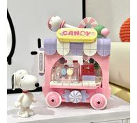 Shein Serie Vista de la Calle Snoopy - Camión de Comida y Pequeña Tienda Conjunto de Construcción de Micro-Bloques Vista de la Calle Mini, Juguetes y Adorno