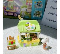 Shein Serie Vista de la Calle Snoopy - Camión de Comida y Pequeña Tienda Conjunto de Construcción de Micro-Bloques de Vista de Calle Mini, Juguetes y Adorno