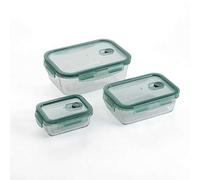 Shein Set 3 Recipientes Herméticos Vidrio 1800ml-800ml-330ml Minimal Verde hermético rectangular 1520ml, hermético rectangular 640ml y hermético rectangula