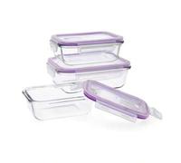 Shein Set 3 Recipientes Herméticos Vidrio 37cl - 64cl - 104cl Frost Transparente Mate 1 hermético rectangular 37cl, 11,6x11,6x6,3cm, 1 hermético rectangular