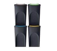 Shein Set 4 cubos de basura 100% plástico reciclado, negro, 4x 35L. Entrega gratis en 24/48h