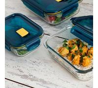 Shein Set 4 Hermeticos Vidrio Astral Qd 52cl - 64cl - 80cl - 104cl Astral Azul recipiente hermético cuadrado 52cl, recipiente hermético cuadrado 80cl, reci