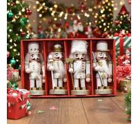Shein Set 4 Minifiguras Soldados Cascanueces 10cm | Navideñas Detalladas | Ideal para Repisa Pequeña de Chimenea, Sillón de Sala y Decoración Festiva