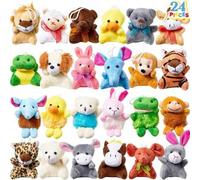 Shein Set aleatorio de 6/12/24 piezas de mini juguetes de peluche de animales, conjunto de llaveros con lindos animales - juguetes coleccionables y suaves a