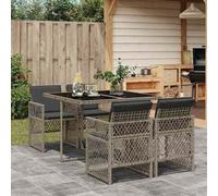 Shein Set comedor de jardín 5 piezas con cojines ratán sintético gris
