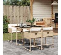Shein Set comedor de jardín 5 pzas con cojines ratán sintético beige