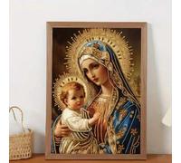 Shein Set completo de Kit de pintura de diamantes 5D de la gran Virgen María y Jesús, con diamantes redondos completos y herramientas para principiantes, mo