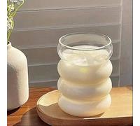 Shein Set de 1-2-4 tazas de vidrio espiral de 350ml y 500ml, tazas de vidrio de borosilicato alto para café con hielo, té con leche, jugo y bebidas, tazas c