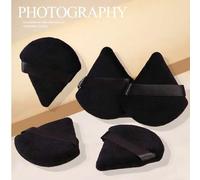 Shein Set de 1/3/5/10/15/24 piezas de esponjas de maquillaje triangulares negras, de terciopelo cristalino de pelo corto, suaves y pegajosas, adecuadas para
