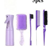 Shein Set de 1/3/5 piezas Cepillo de pelo anudado, (6.8oz/200ml) Botella de spray de niebla fina continua, Cepillo desenredante con diseño de unicornio de d