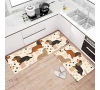 Shein Set de 1 o 2 alfombras de piso de cocina con diseño de perro salchicha, lindo perro de patas cortas de raza alemana impreso, apto para usar como alfom