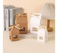 Shein Set de 10/20/50 piezas de Casas de Jengibre, Cajas de Regalo, Cajas Blancas Simples con Lazo, Cajas de Embalaje de Regalo, Cajas de Dulces, Cajas de J