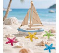 Shein Set de 10/20 estrellas de mar de resina de colores, mini domo de estrellas de mar con piedra insertada, base plana apta para manualidades DIY, decorac