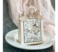 Shein Set de 10 cajas de regalo de terciopelo para bodas, fiestas de cumpleaños o festividades con decoración floral y pequeños adornos de perlas para trans